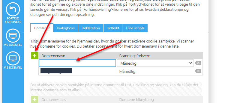 Cookiebot interface
