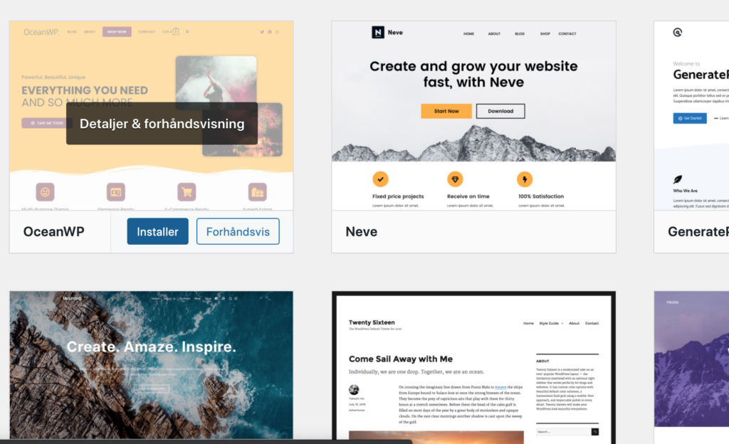 Opsætter en WordPress hjemmeside - Tema