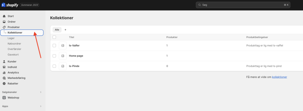 shopify webshop produkter