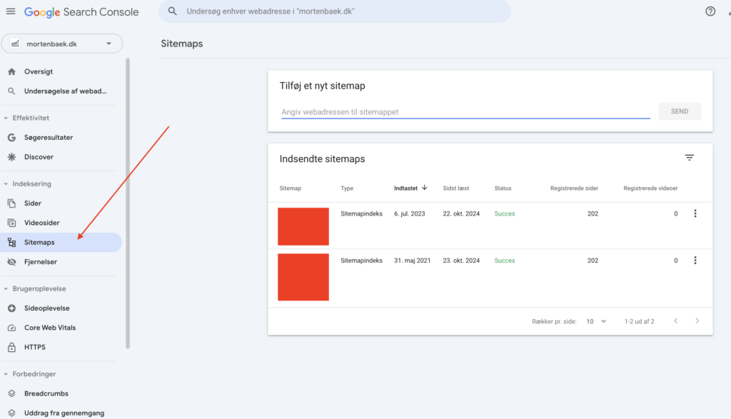 sitemap i google search console