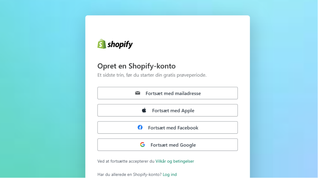 Shopify log ind