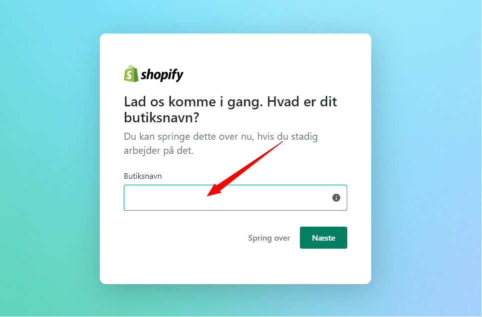 guide til at opsætte Shopify webshop brand navn