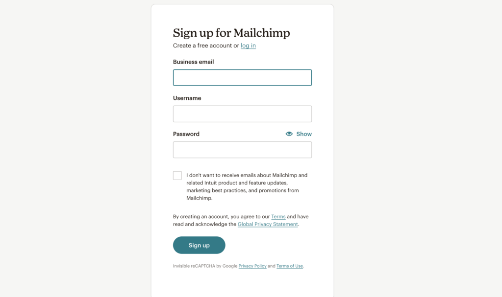 signup_mailchimp email marketing