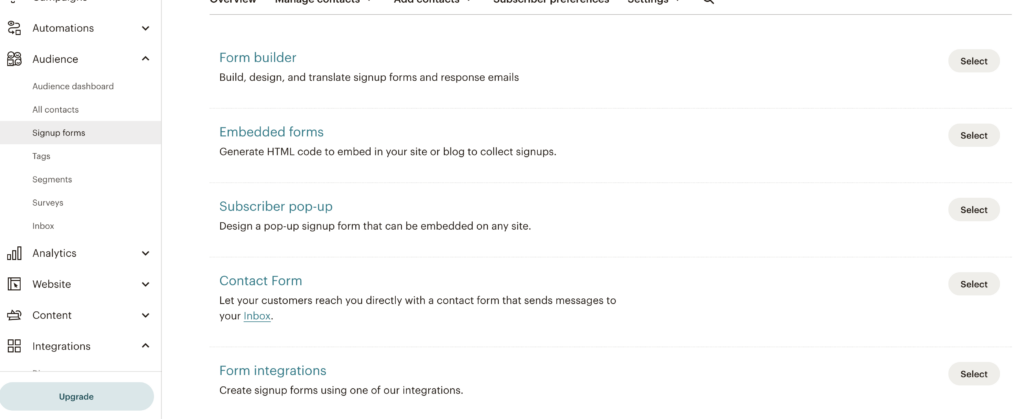 mailchimp signup form
