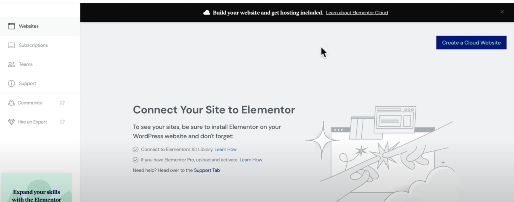 elementor hosting kontrolpanel websites