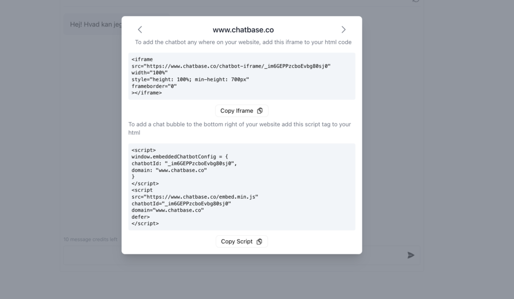 chat bot embed