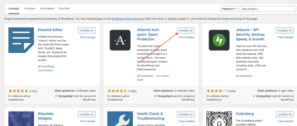 bedste wordpress plugin installer via backenden