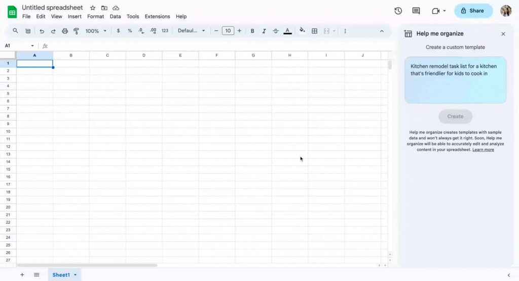 google gemini sheets