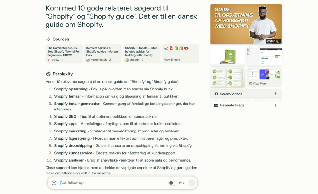 perplexity kan benyttes tiil seo