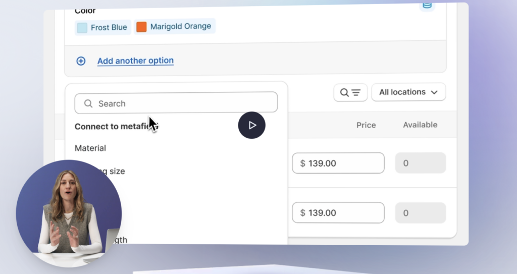 shopify produkt variationer