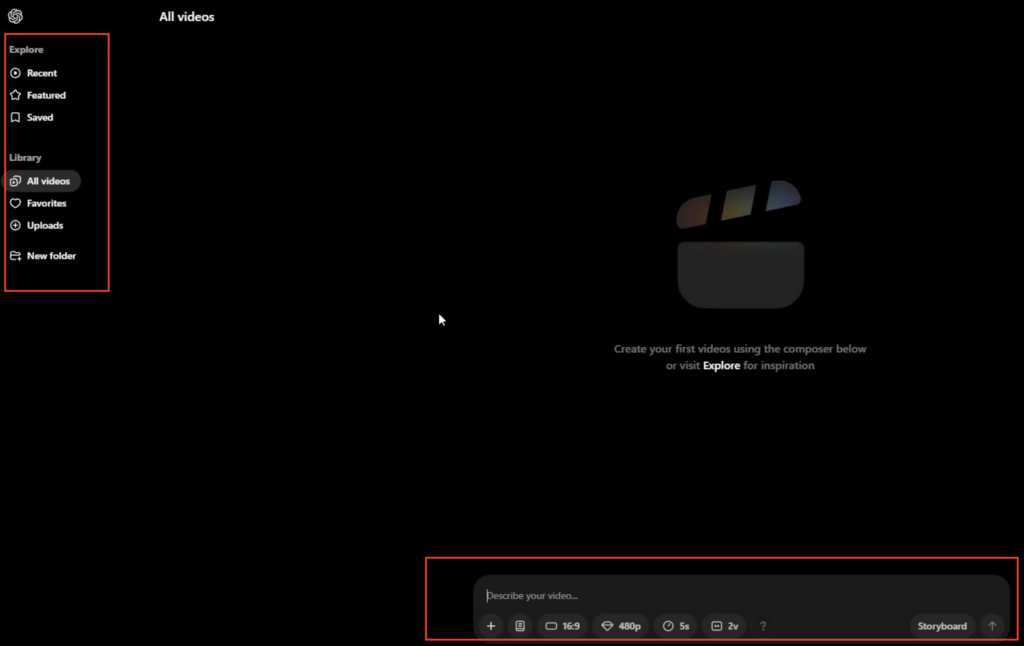 sora ai interface